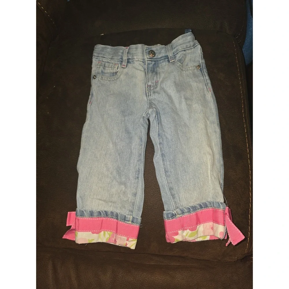 Gymboree fairy garden skirt and jeans‎ capris size 4 floral Easter